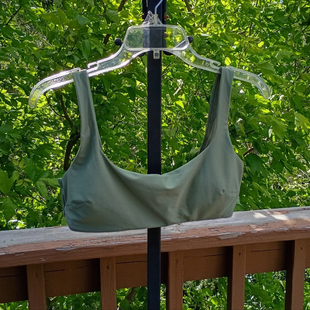 aerie Sage Green Scoop Neck Swim Top sz L NEW - Picture 4 of 8